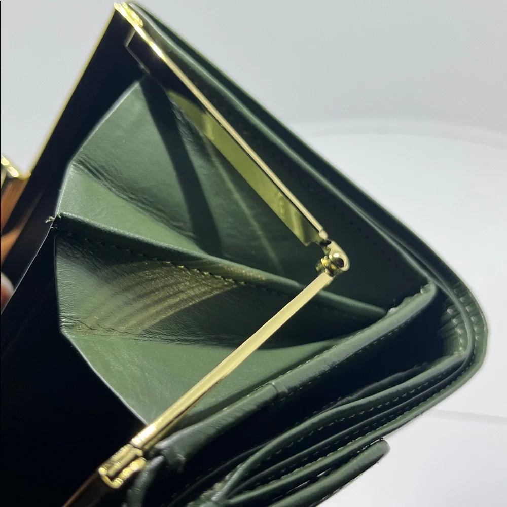 vintage Givenchy green leather kiss lock wallet